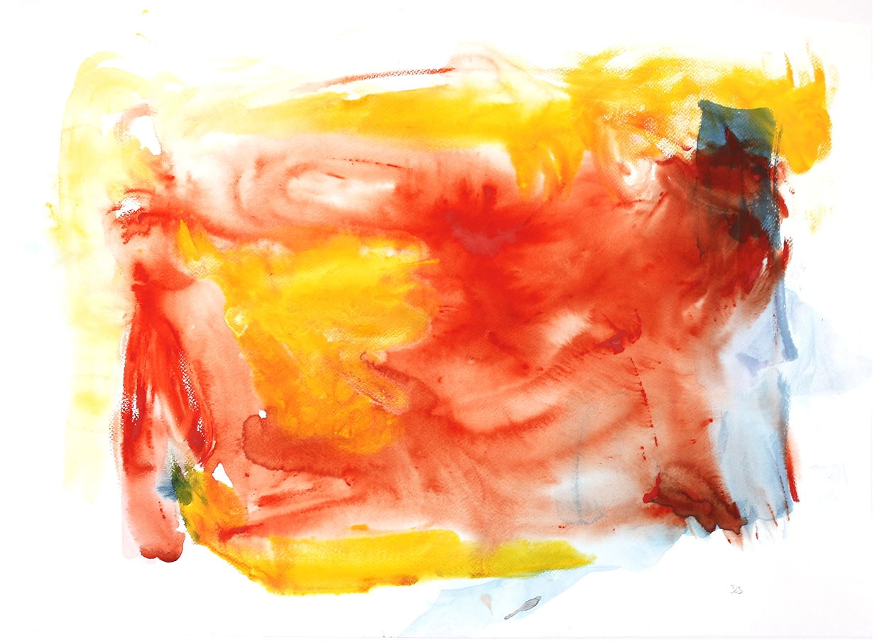 Rote Fläche mit Gelb und Blau artwork